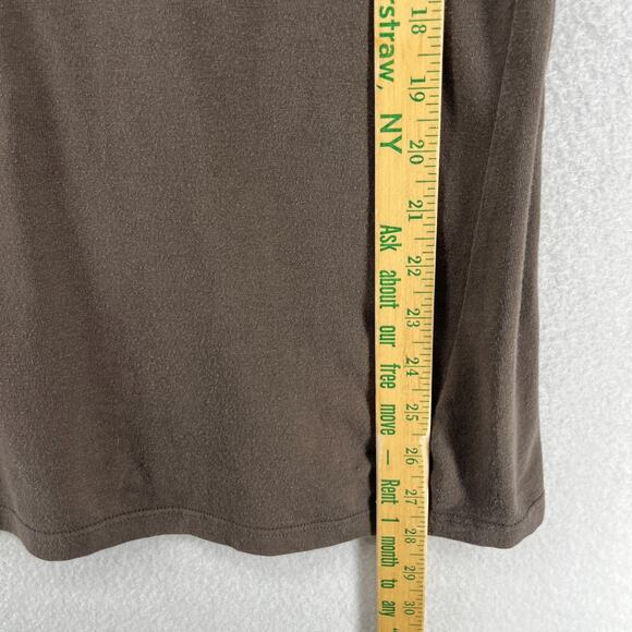 EILEEN FISHER Top L Stretch Jersey Organic Cotton Short Sleeve Brown USA - Picture 12 of 13